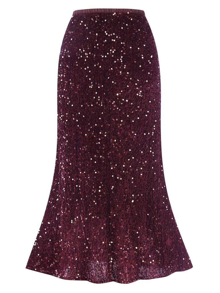 This 1930s Velvet Sequined Mermaid Skirt spins 1930s stories with every step
