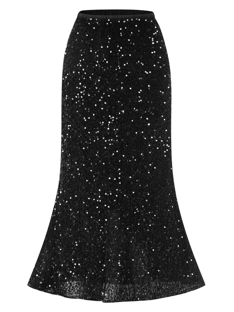 1930s Velvet Sequined Mermaid Skirt: 1930s grace for the woman who dances through life