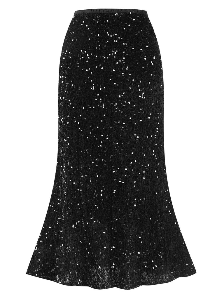 This 1930s Velvet Sequined Mermaid Skirt spins 1930s stories with every step