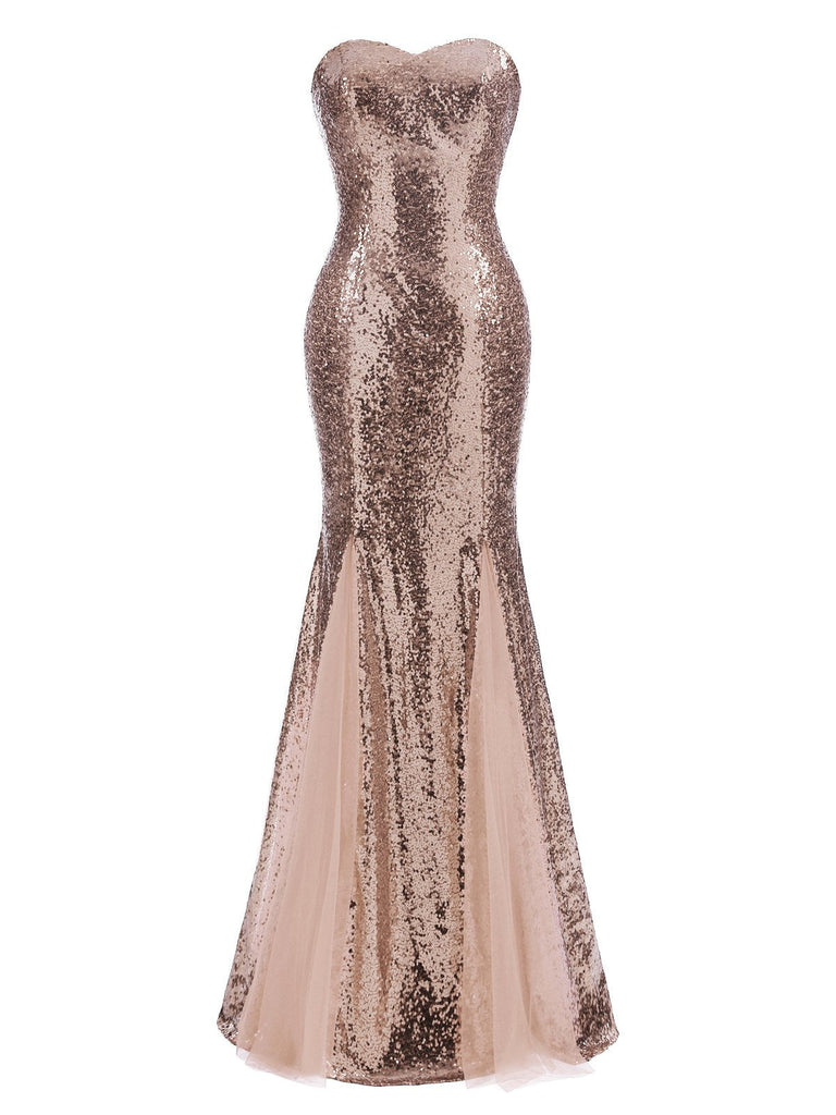 1930s Vintage Sequin Strapless Dress — the kind of 1930s dress that makes strangers smile