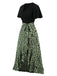 1930s Wrap V-Neck Patchwork Ruffle Dress, vintage dress, retro fashion - perfect for women who love vintage and retro fashion