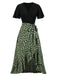 1930s Wrap V-Neck Patchwork Ruffle Dress, vintage dress, retro fashion - perfect for women who love vintage and retro fashion