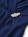 Navy Blue 1940S Wrap V-neck Short-Sleeve Brooch Chiffon Dress - vintage dress, retro fashion