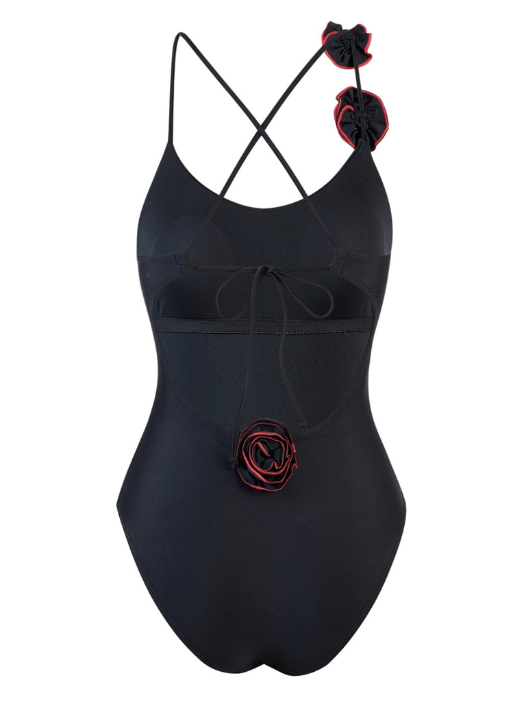 1940s 3D Back Cross Straps Swimsuit — 1940s poolside glamour meets sun-drenched confidence