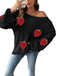 1940s 3D Strawberry Surplice Patchwork Sweater - vintage fashion, retro style