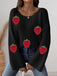 1940s 3D Strawberry Surplice Patchwork Sweater - vintage fashion, retro style