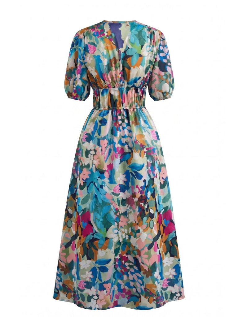 1940s Vintage Floral V Neck Top