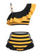 1940s Bee Stripes 3D Daisy Ruffle Bikini Set - vintage fashion, retro style