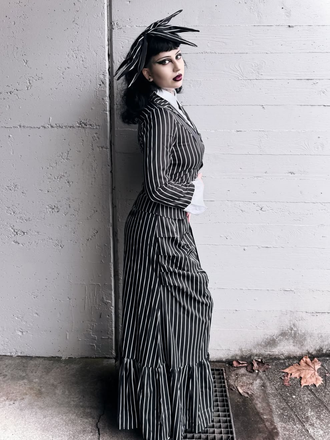 Black 1940s Striped The Nightmare Before Christmas Suit - vintage fashion, retro style, classic black
