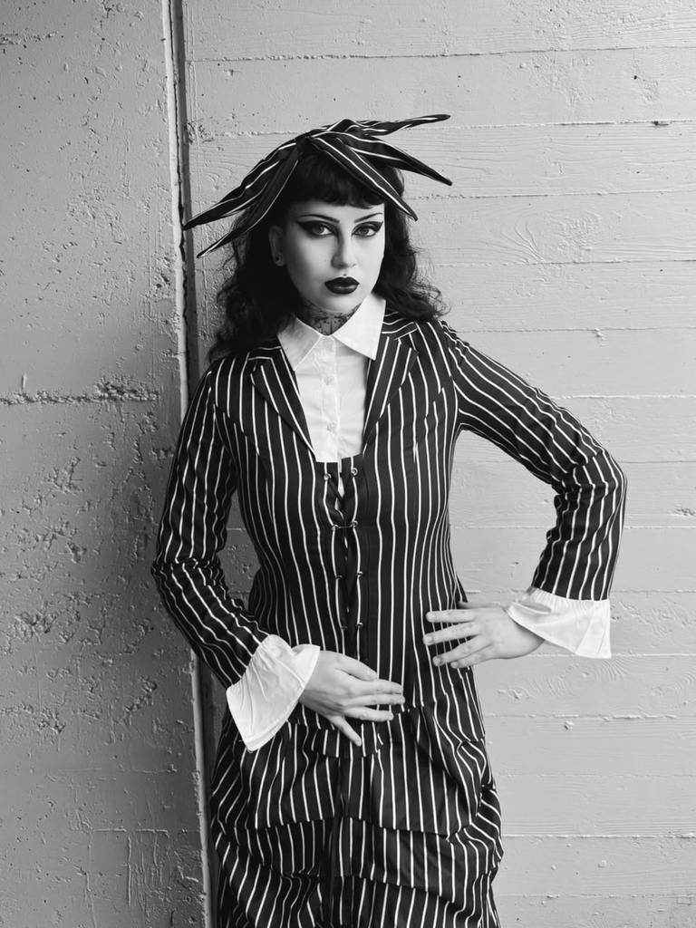 Black 1940s Striped The Nightmare Before Christmas Suit - vintage fashion, retro style, classic black