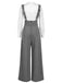 2PCS 1940s Satin Puff Sleeve Blouse & Glen Plaid Overall Pants - vintage fashion, retro style