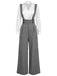 2PCS 1940s Satin Puff Sleeve Blouse & Glen Plaid Overall Pants - vintage fashion, retro style