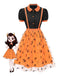 2PCS 1940s Halloween Peter Pan Collar Blouse & Smiley Face Mesh Skirt - vintage skirt, retro style