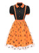 2PCS 1940s Halloween Peter Pan Collar Blouse & Smiley Face Mesh Skirt - vintage skirt, retro style