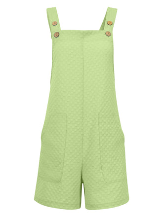 She finds her 1940s story in this 1940s Button Pocket Strap Straight Romper