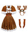 5PCS Brown 1940s Christmas Moose Cape & Velvet Dress - vintage dress, retro fashion