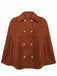 Light Brown 1940s Double-breasted Metal Button Suede Cape - vintage fashion, retro style