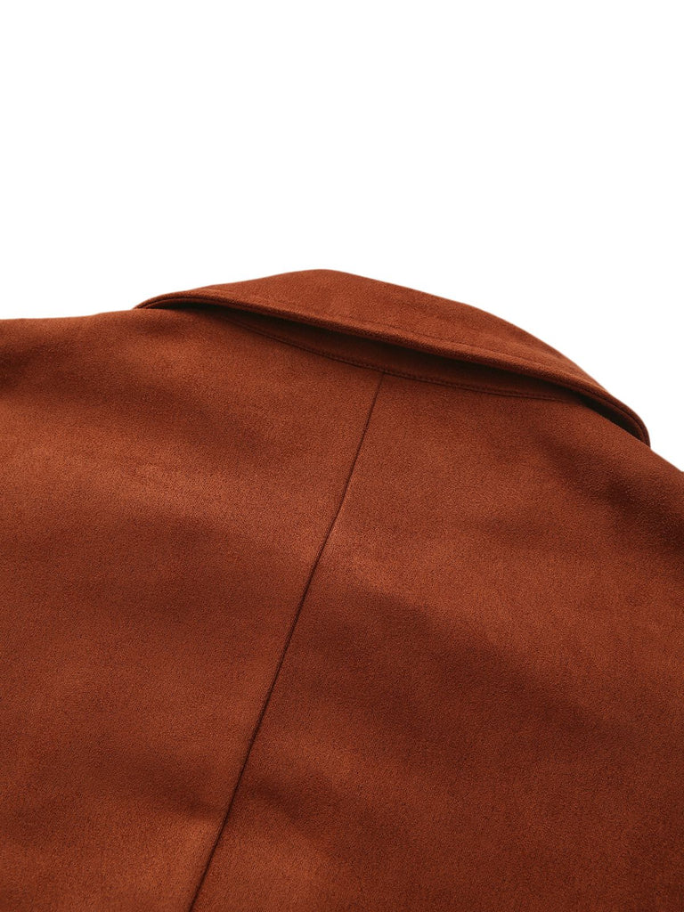 Light Brown 1940s Double-breasted Metal Button Suede Cape - vintage fashion, retro style
