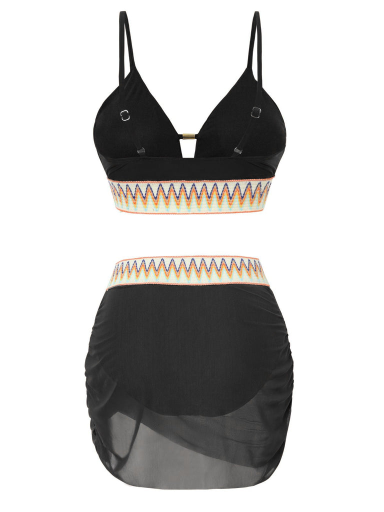 1940s Chevron Mesh Patchwork Tankini Set | vintage fashion, retro style, classic elegance - perfect for retro fashion enthusiasts