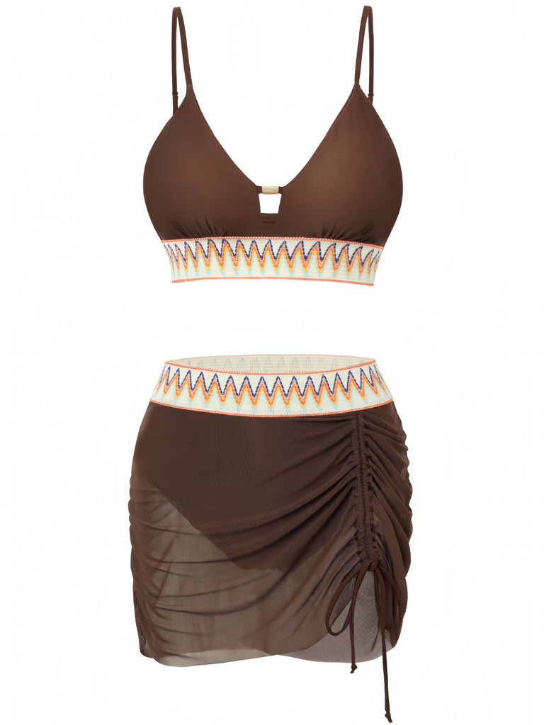 1940s Chevron Mesh Patchwork Tankini Set - vintage fashion, retro style, classic elegance for vintage lovers
