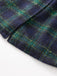 Green 1940s Notched Collar Blackwatch Plaid Long Coat - vintage fashion, retro style, classic black