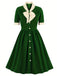 1940s Color Contrast Button Lapel Bow Dress: timeless style reimagined