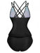 1940s Colorblock Deep V Crisscross Back Tankini Set - vintage fashion, retro style