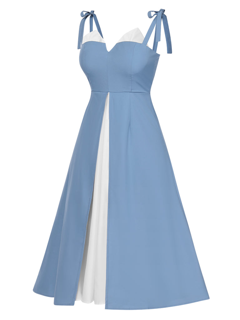 This 1940s Colorblock Spaghetti Strap Dress wraps her in 1940s elegance, one twirl at a time