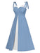 This 1940s Colorblock Spaghetti Strap Dress wraps her in 1940s elegance, one twirl at a time