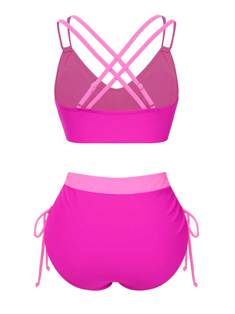This 1940s Criss-Cross High-Waist Side-Tie Bikini carries 1940s vacation dreams in every stitch