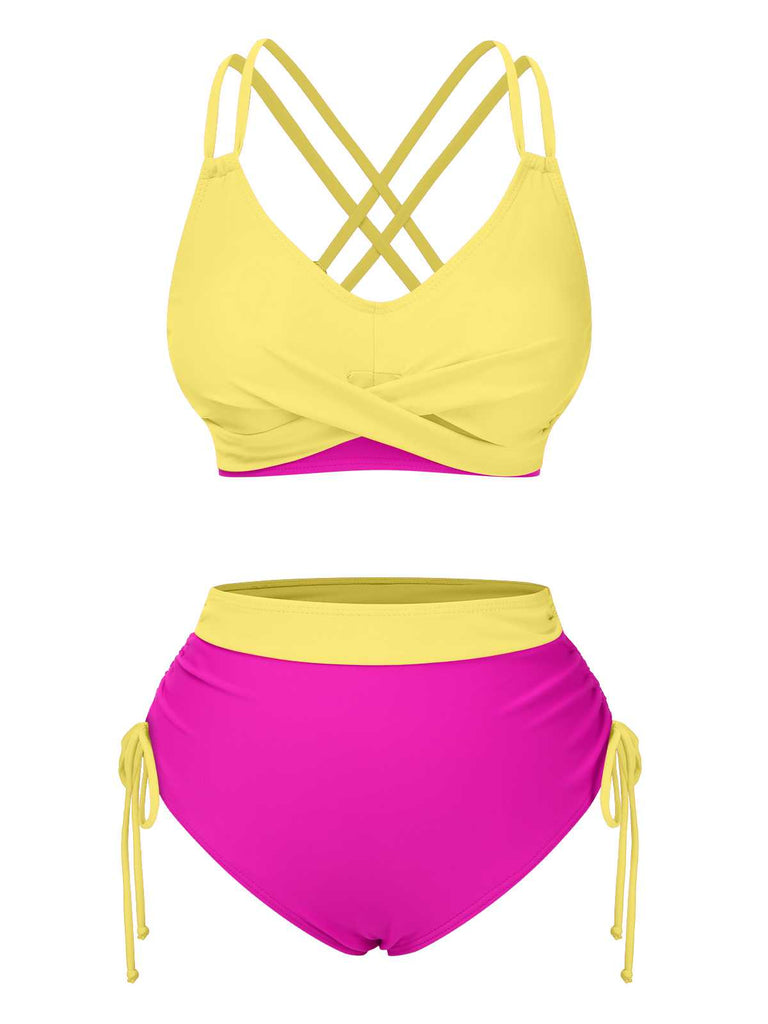 1940s Criss-Cross High-Waist Side-Tie Bikini — 1940s poolside glamour meets sun-drenched confidence