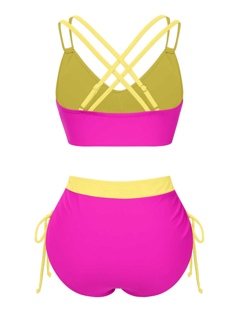 1940s Criss-Cross High-Waist Side-Tie Bikini: 1940s Riviera elegance, reimagined for her