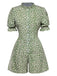 1940s Daisy Pleats Collar Puff Sleeves Romper, vintage romper, retro jumpsuit - perfect for women who love vintage and retro fashion