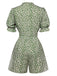 1940s Daisy Pleats Collar Puff Sleeves Romper, vintage romper, retro jumpsuit - perfect for women who love vintage and retro fashion
