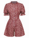1940s Daisy Pleats Collar Puff Sleeves Romper, vintage romper, retro jumpsuit - perfect for women who love vintage and retro fashion