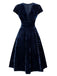 She slips into this 1940s Deep V-Neck Velvet Dress and suddenly it's a 1940s daydream