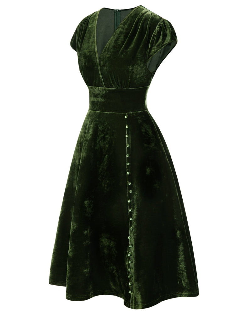 Retro Stage V-Neck Pearl A-line Velvet Vintage Dress Wine Red Retro Stage V-Neck Pearl A-line Velvet Vintage Dress Wine Red
