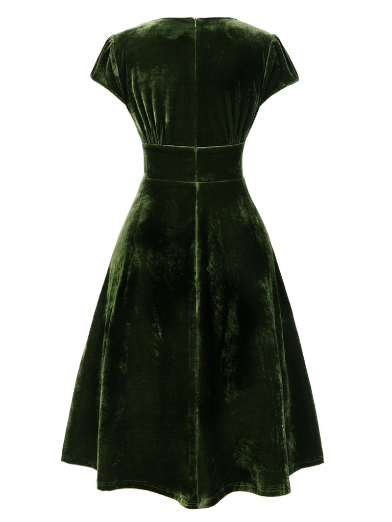 Retro Stage V-Neck Pearl A-line Velvet Vintage Dress Wine Red Retro Stage V-Neck Pearl A-line Velvet Vintage Dress Wine Red