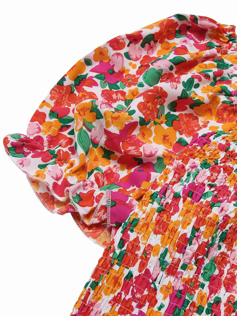 1940s Ditsy Floral Puff Wrinkle Dress, vintage dress, retro fashion, floral print - perfect for women who love vintage and retro fashion