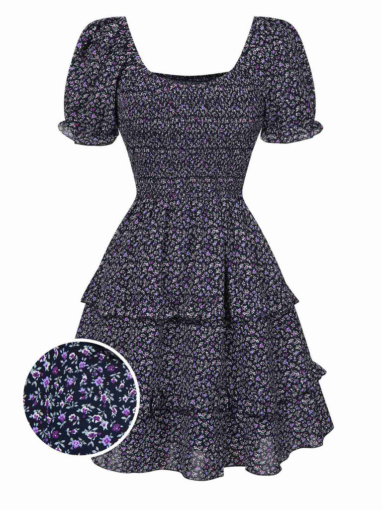 1940s Ditsy Floral Puff Wrinkle Dress, vintage dress, retro fashion, floral print - perfect for women who love vintage and retro fashion