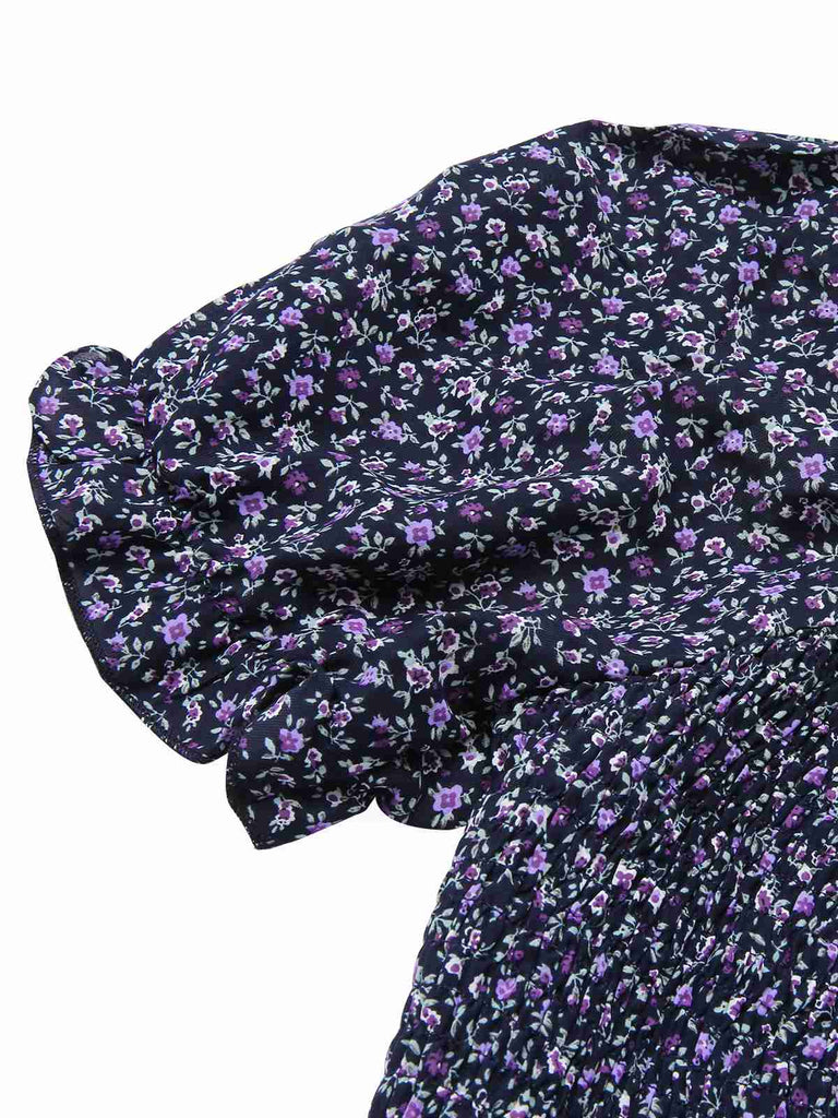 1940s Ditsy Floral Puff Wrinkle Dress, vintage dress, retro fashion, floral print - perfect for women who love vintage and retro fashion