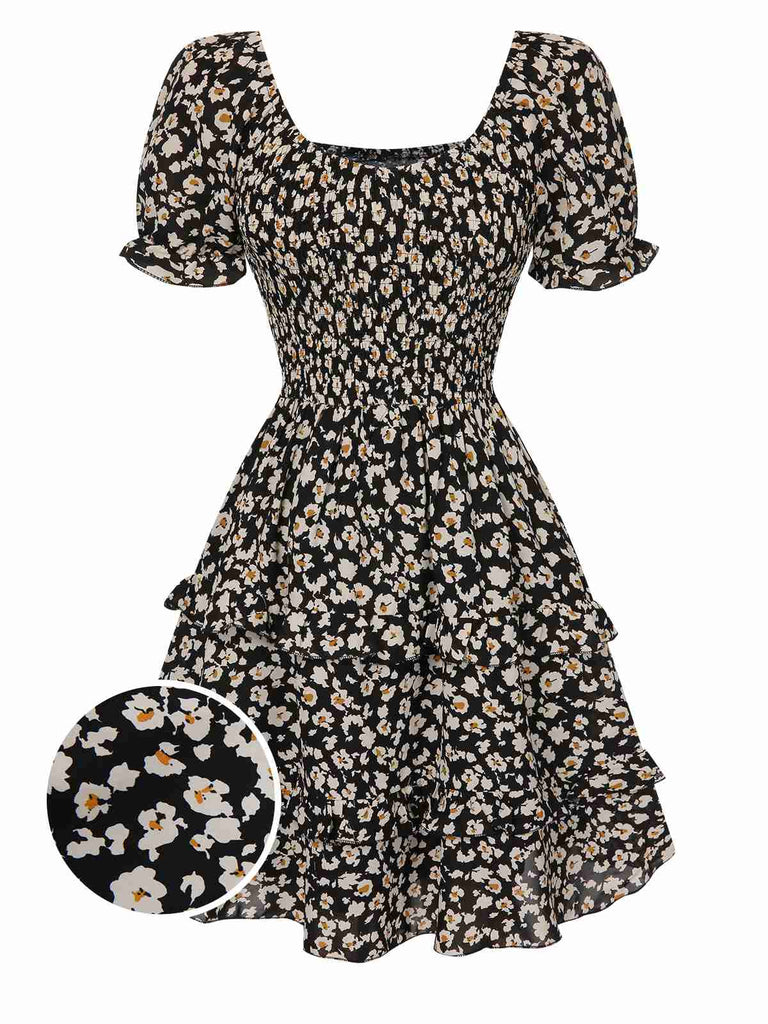 1940s Ditsy Floral Puff Wrinkle Dress, vintage dress, retro fashion, floral print - perfect for women who love vintage and retro fashion