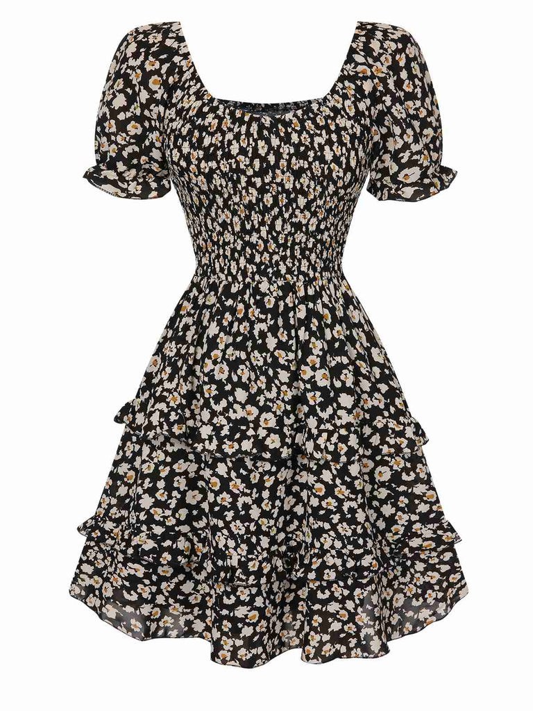 1940s Ditsy Floral Puff Wrinkle Dress, vintage dress, retro fashion, floral print - perfect for women who love vintage and retro fashion