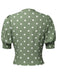 Beige 1940s Dots Bowknot V-Neck Blouse, vintage top, retro blouse - perfect for women who love vintage and retro fashion