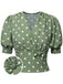 Beige 1940s Dots Bowknot V-Neck Blouse, vintage top, retro blouse - perfect for women who love vintage and retro fashion