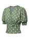 Beige 1940s Dots Bowknot V-Neck Blouse, vintage top, retro blouse - perfect for women who love vintage and retro fashion