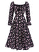 1940s Drawstring Slit Square Neck Floral Dress — a 1940s silhouette that turns sidewalks into runways