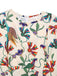 Beige 1940s Flowers & Birds Print Puff Sleeves Dress - vintage dress, retro fashion