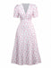 Lavender 1940s Ditsy Floral V-Neck Puff Sleeve Dress - vintage dress, retro fashion