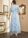 Light Blue 1940s Foil Stamping Mesh Patchwork Dress - vintage dress, retro fashion